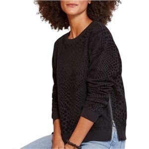 Rails ✘ Marlo Animal Print Long Sleeve Top Flocked Velvet Cobra Sweater, Black